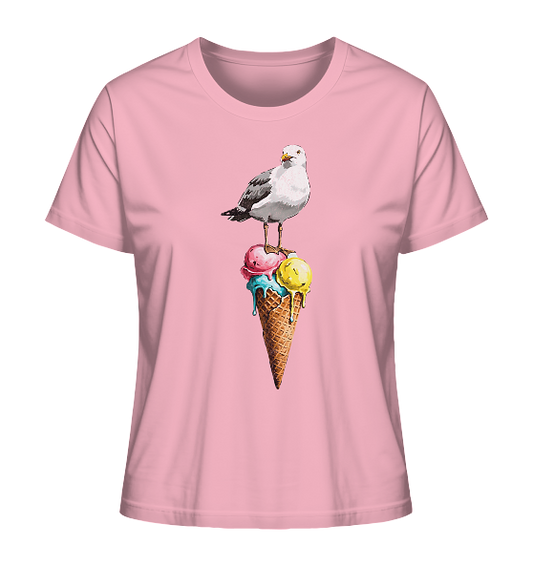 Eisdieb Freche Möwe mit Eiscreme - Damen Premium Bio Shirt