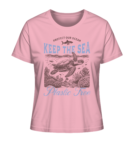 Keep the Sea Plastic Free Umweltschutz Spruch - Damen Premium Bio Shirt