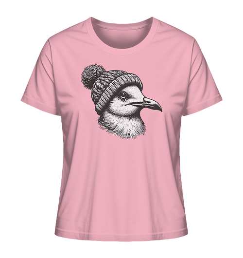 Coole Möwe mit Pudelmütze - Damen Premium Bio Shirt - Kiebitzdelle