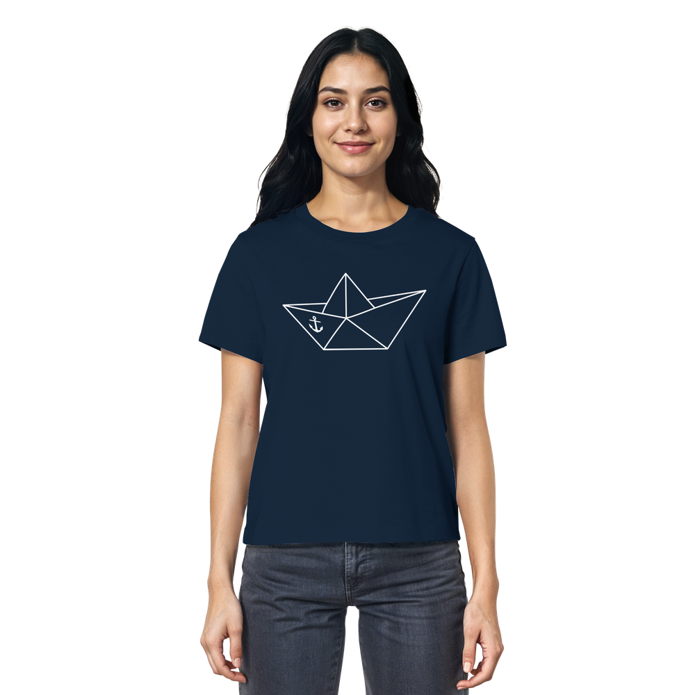 Papierschiff Papierboot Origami - Damen Premium Bio Shirt - Kiebitzdelle