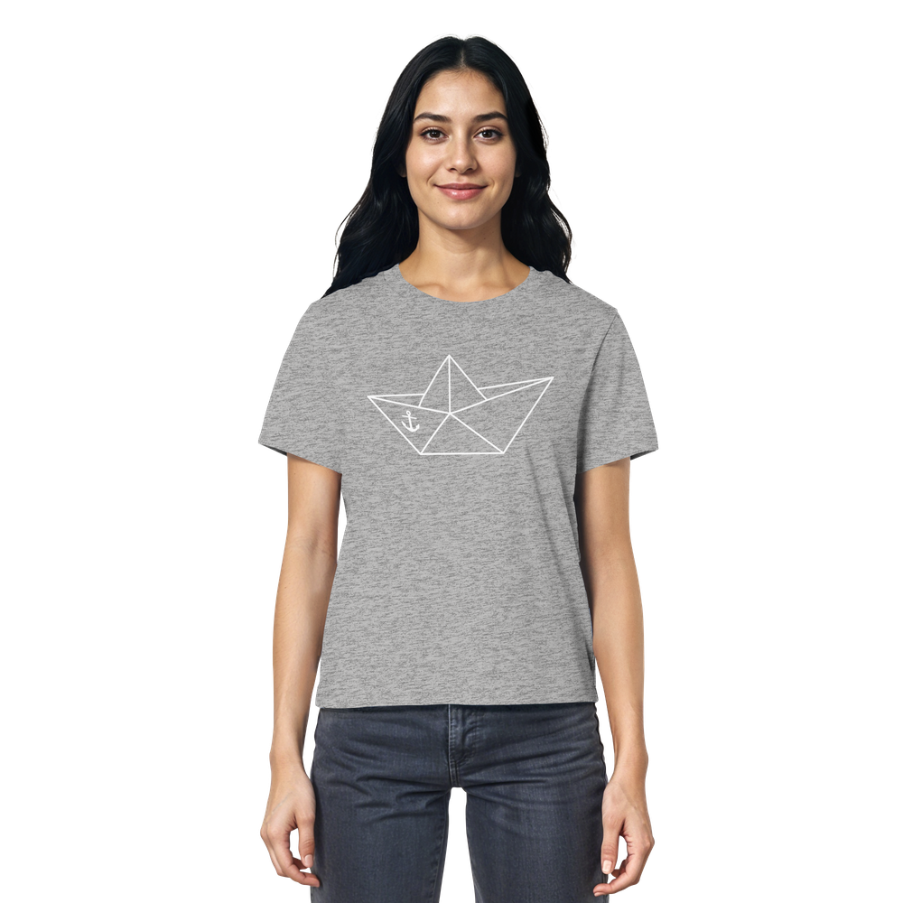 Papierschiff Papierboot Origami - Damen Premium Bio Shirt - Kiebitzdelle