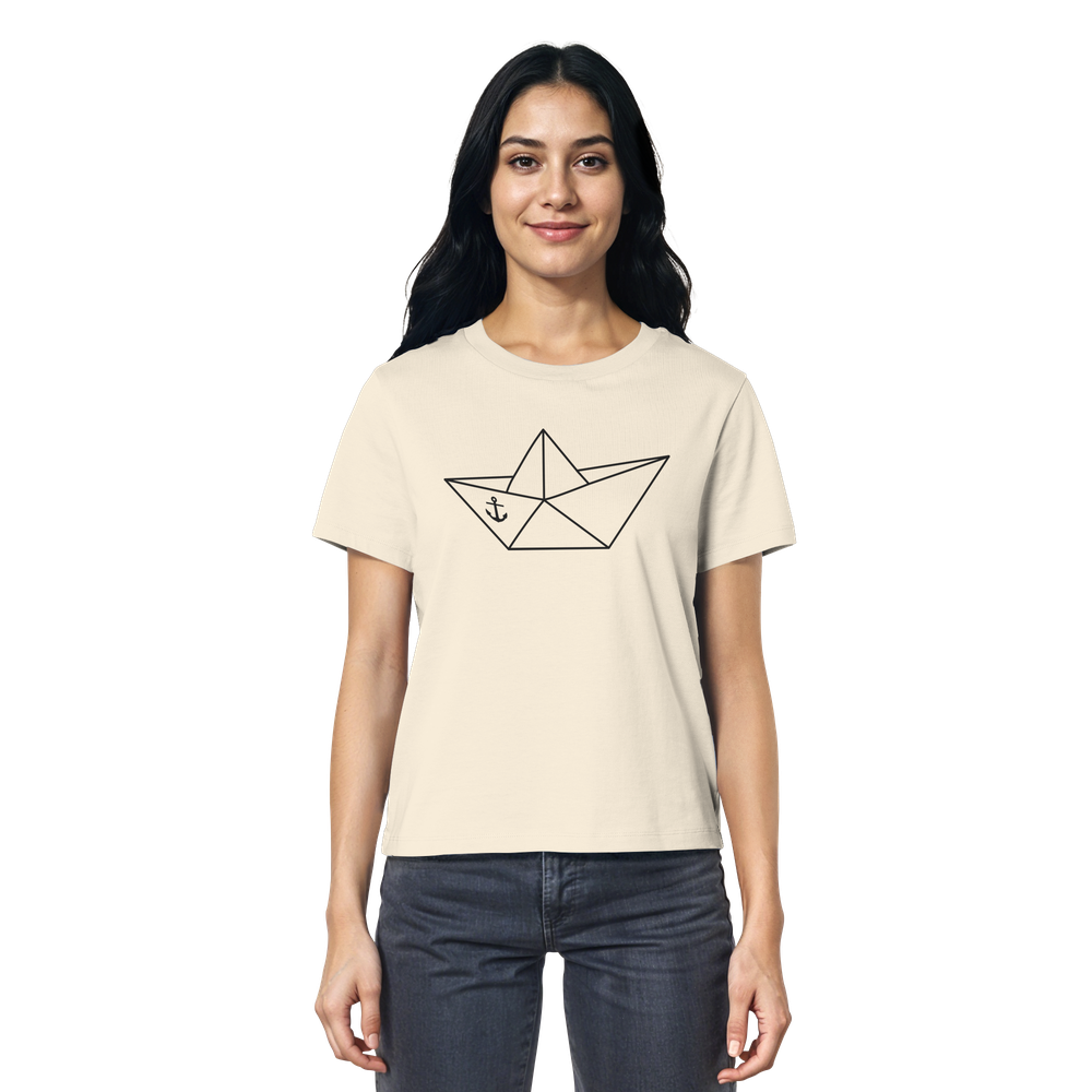 Papierschiff Papierboot Origami - Damen Premium Bio Shirt - Kiebitzdelle