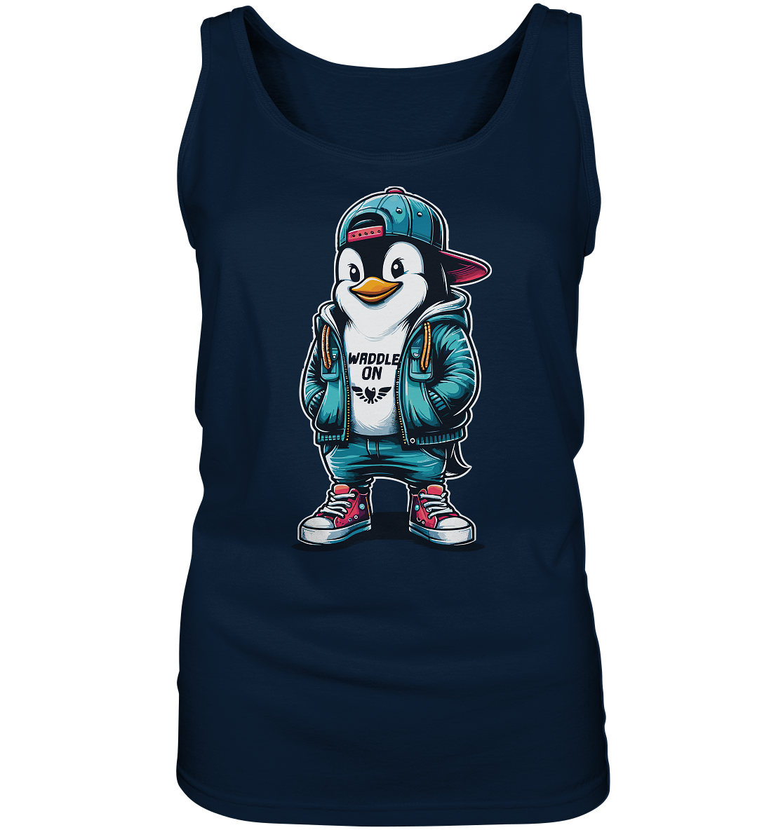 Hipster Pinguin Waddle On - Damen Tank-Top - Kiebitzdelle