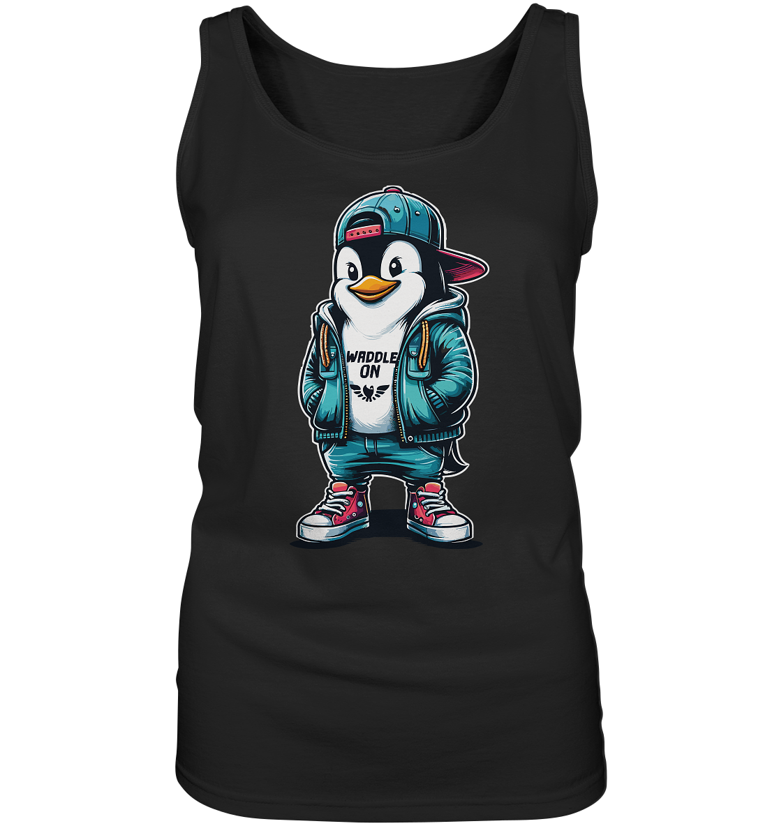 Hipster Pinguin Waddle On - Damen Tank-Top - Kiebitzdelle