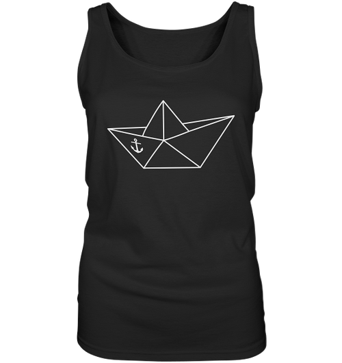 Papierschiff Papierboot Origami - Damen Tank-Top in Black - Studio Ansicht - Kiebitzdelle