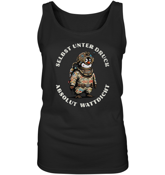 Wattdicht Pinguin Taucher mit lustigem Spruch - Damen Tank-Top - Kiebitzdelle