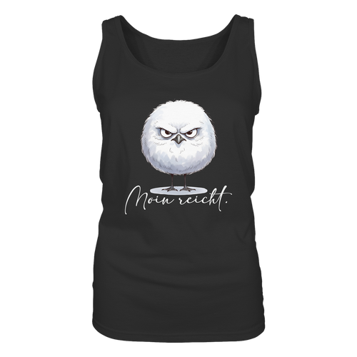 Moin reicht - Grimmige runde Möwe - Ladies Tank-Top in Black - Studio Ansicht - Kiebitzdelle
