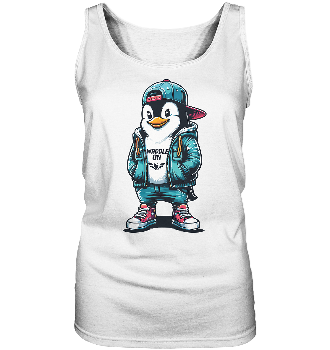 Hipster Pinguin Waddle On - Damen Tank-Top - Kiebitzdelle