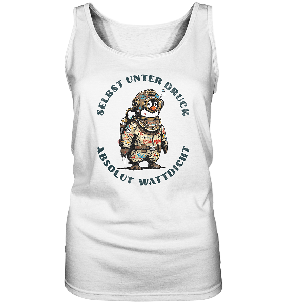 Wattdicht Pinguin Taucher mit lustigem Spruch - Damen Tank-Top - Kiebitzdelle