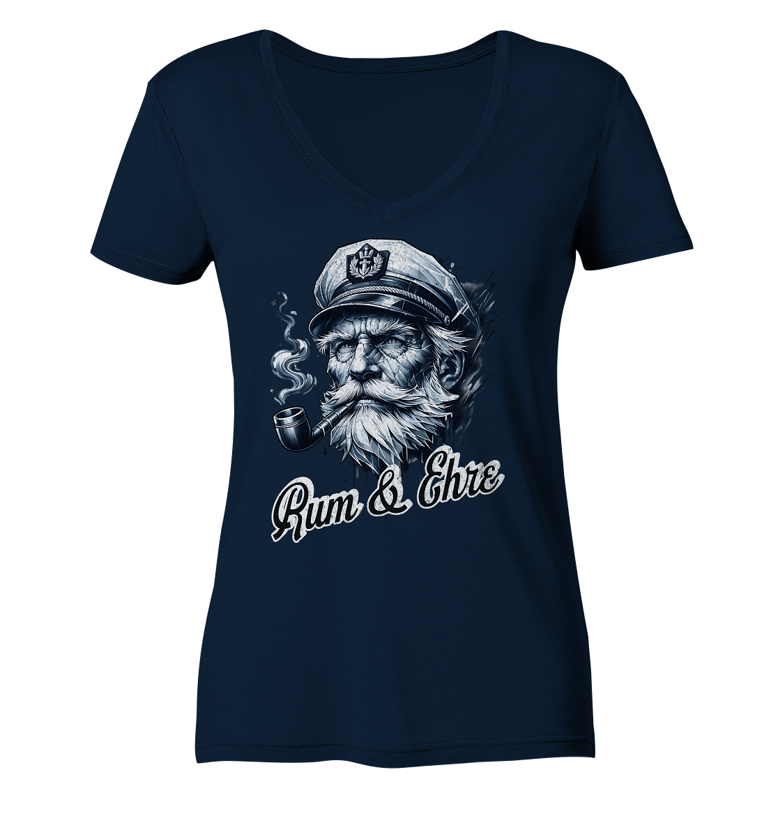 Rum und Ehre Kapitän - Damen Bio V-Neck Shirt - Kiebitzdelle