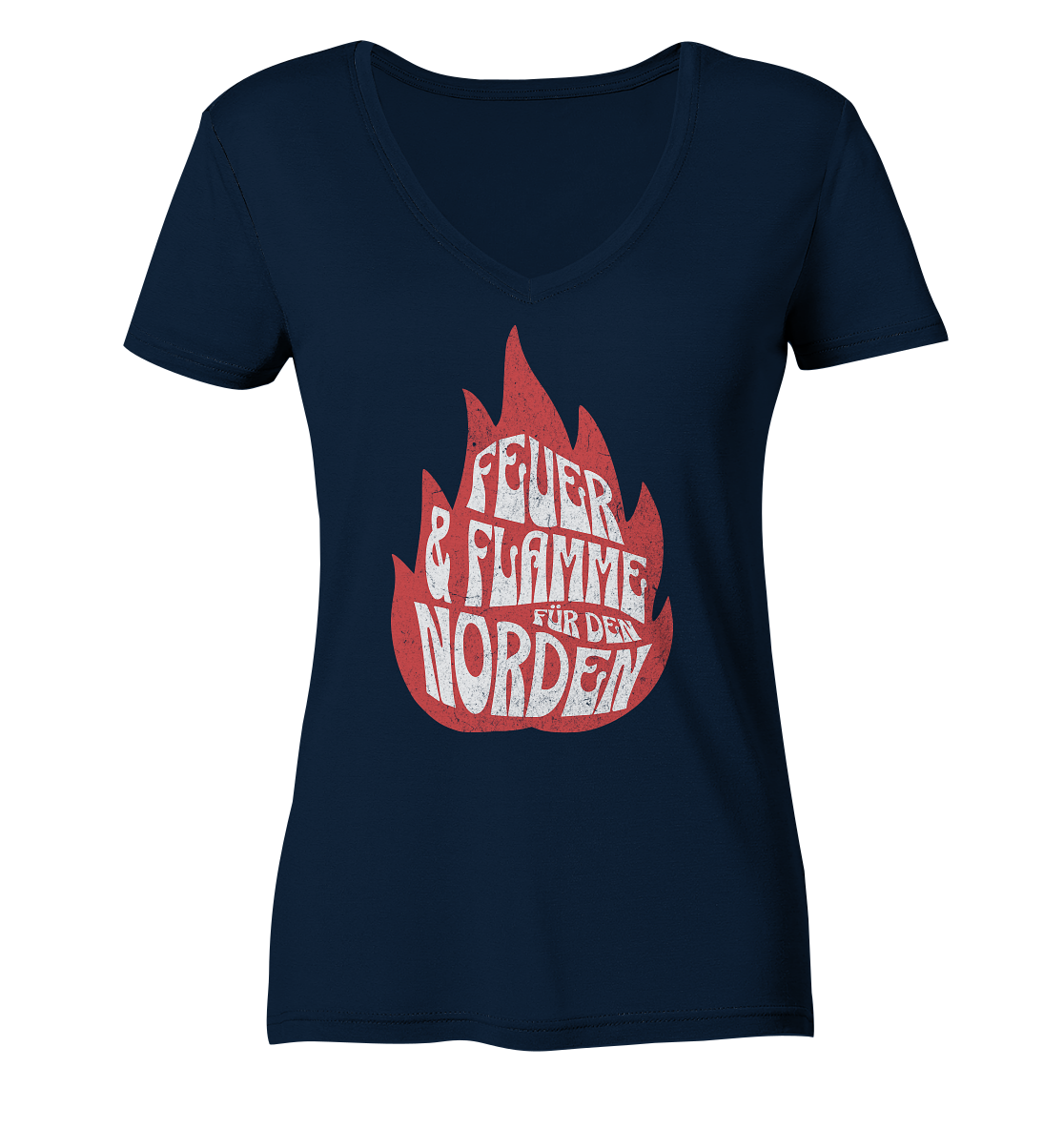 Feuer und Flamme für den Norden - Damen Bio V-Neck Shirt - Kiebitzdelle