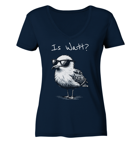 Is Watt Coole Möwe - Damen Bio V-Neck Shirt - Kiebitzdelle