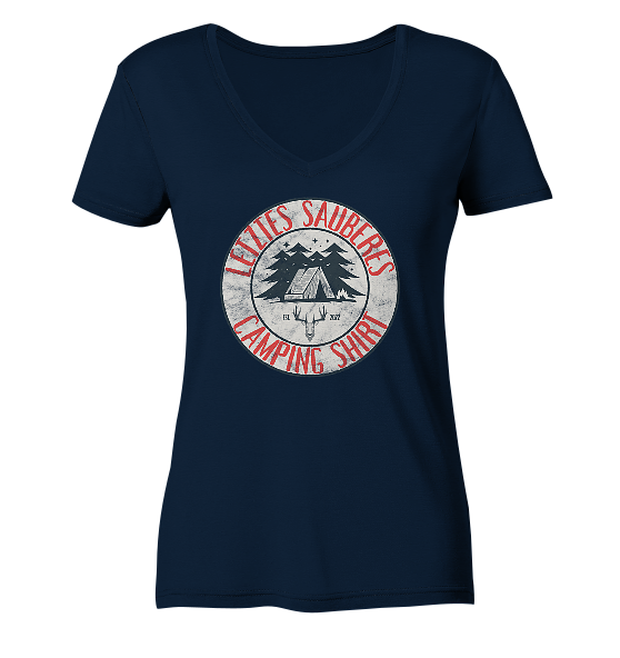 Letztes sauberes Camping Shirt - Damen Bio V-Neck Shirt - Kiebitzdelle