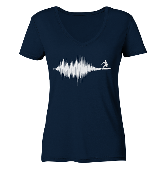 Soundwave Schallewelle Surfer Equilizer - Damen Bio V-Neck Shirt - Kiebitzdelle