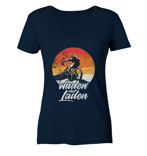 Waden statt Laden Fahrrad E-Bike Radtrikot - Damen Bio V-Neck Shirt - Kiebitzdelle