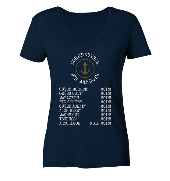 Norddeutsch für Anfänger - Damen Bio V-Neck Shirt - Kiebitzdelle