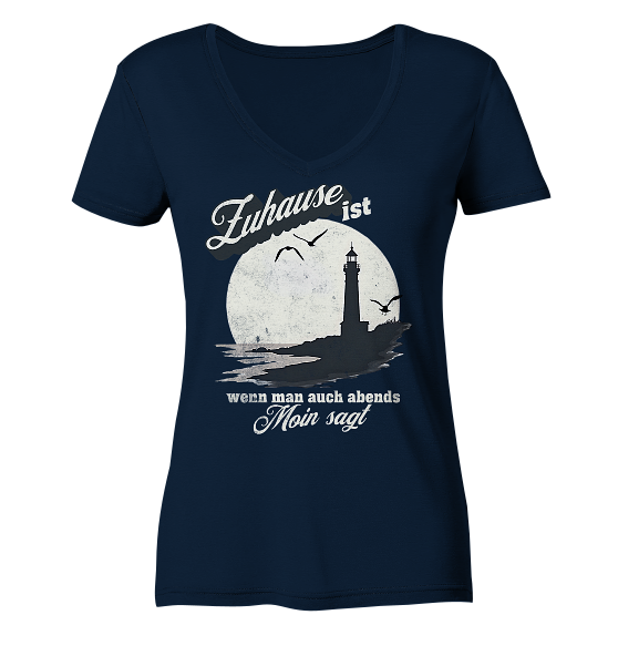 Moin Spruch Zuhause - Damen Bio V-Neck Shirt - Kiebitzdelle