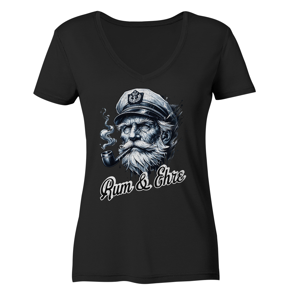 Rum und Ehre Kapitän - Damen Bio V-Neck Shirt - Kiebitzdelle