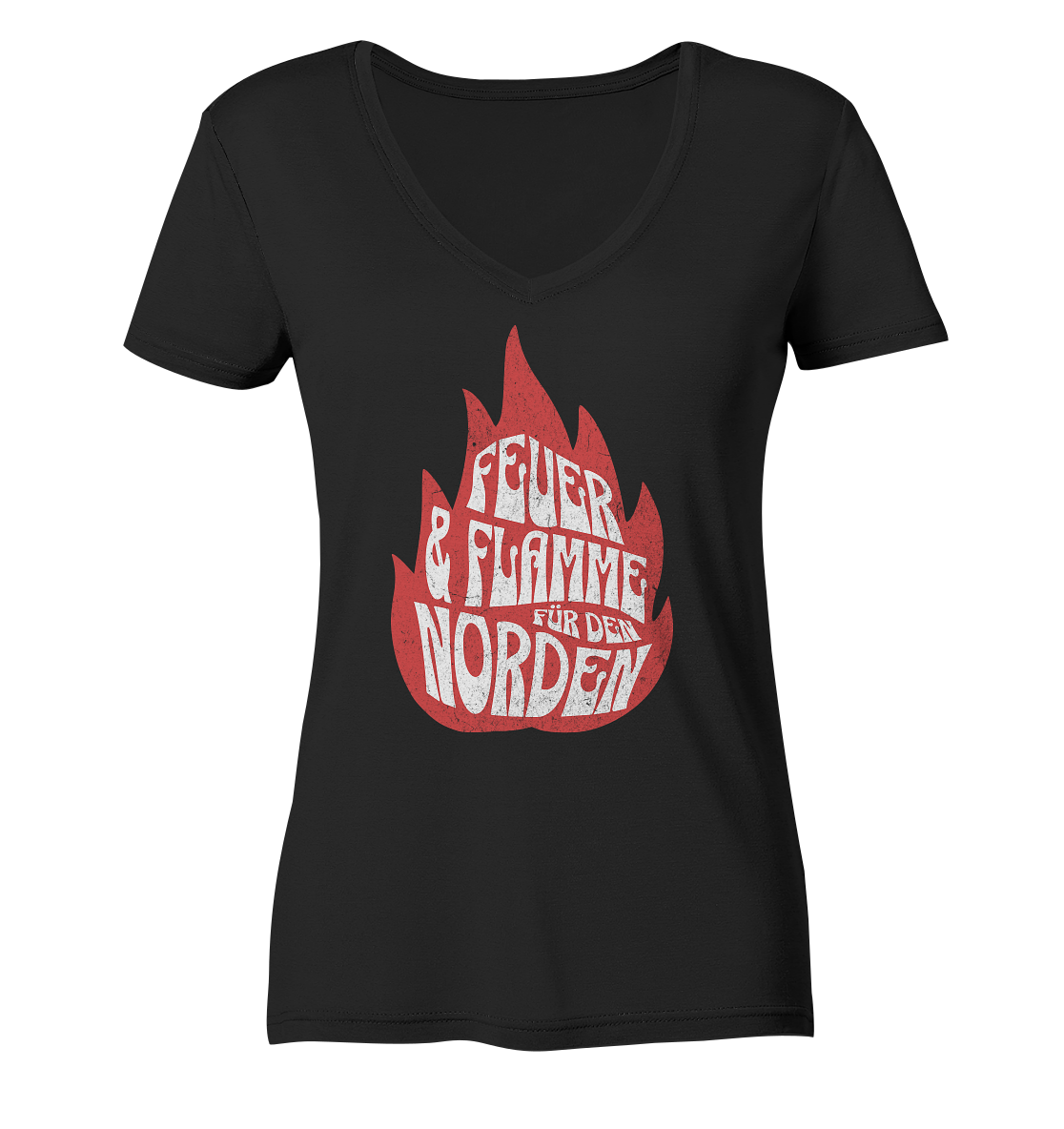 Feuer und Flamme für den Norden - Damen Bio V-Neck Shirt - Kiebitzdelle