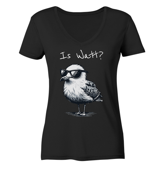 Is Watt Coole Möwe - Damen Bio V-Neck Shirt - Kiebitzdelle