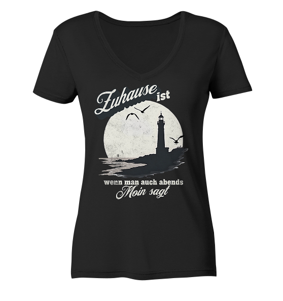 Moin Spruch Zuhause - Damen Bio V-Neck Shirt - Kiebitzdelle