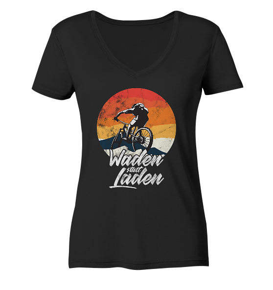 Waden statt Laden Fahrrad E-Bike Radtrikot - Damen Bio V-Neck Shirt - Kiebitzdelle