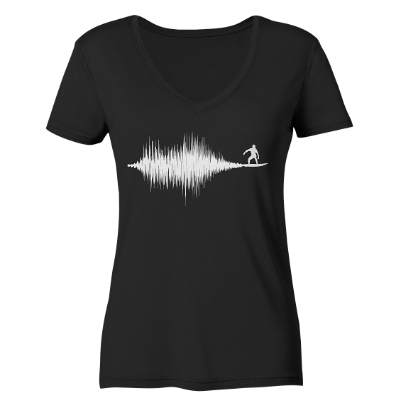 Soundwave Schallewelle Surfer Equilizer - Damen Bio V-Neck Shirt - Kiebitzdelle