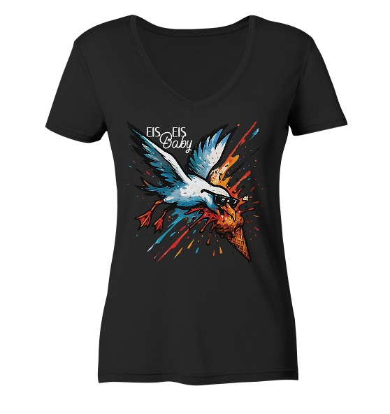Eis Eis Baby Eisdieb Möwe - Damen Bio V-Neck Shirt - Kiebitzdelle