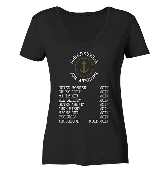Norddeutsch für Anfänger - Damen Bio V-Neck Shirt - Kiebitzdelle