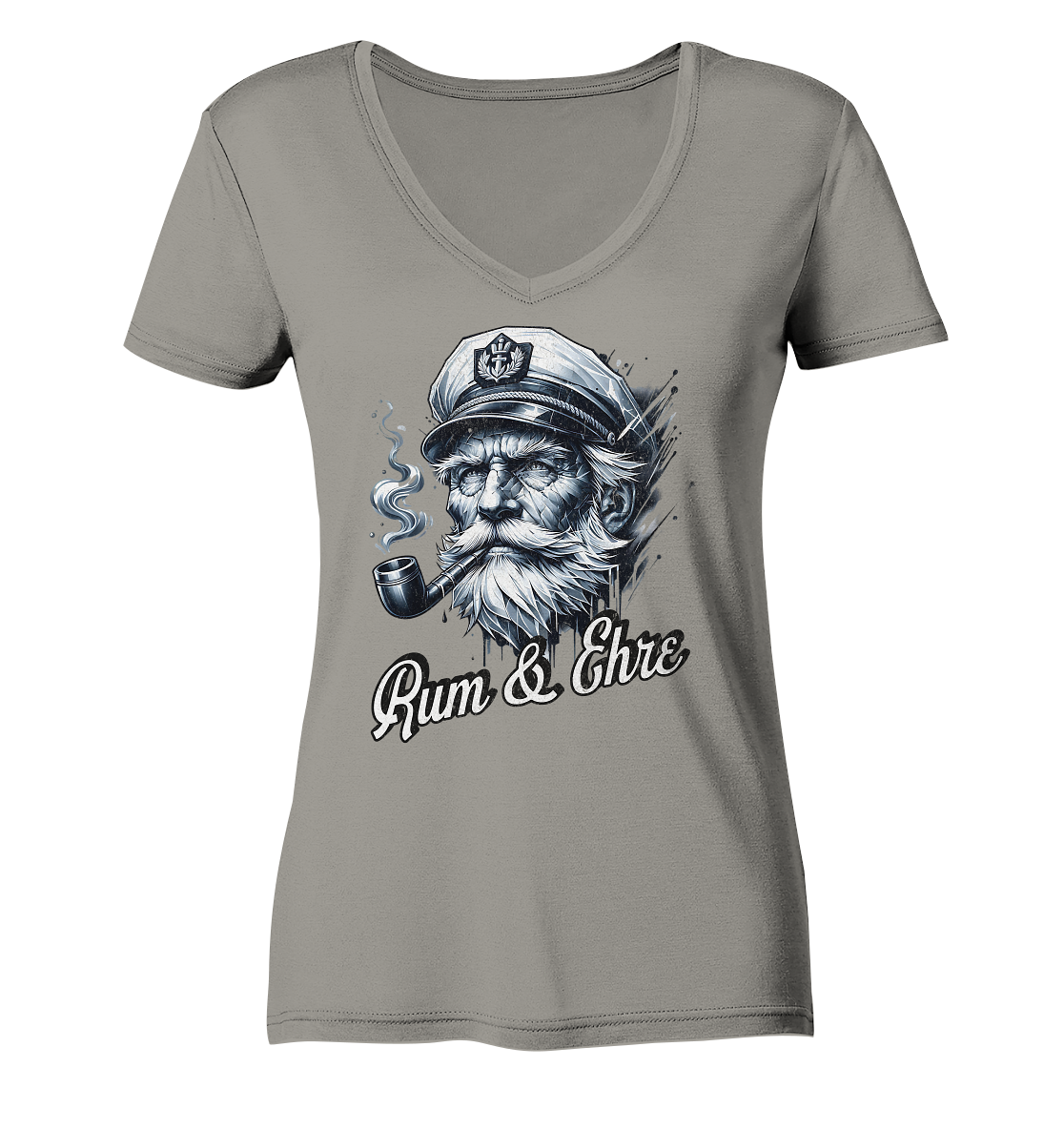 Rum und Ehre Kapitän - Damen Bio V-Neck Shirt - Kiebitzdelle