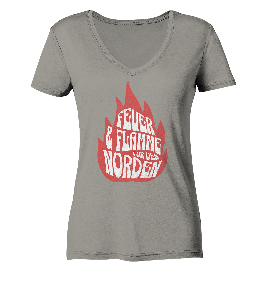 Feuer und Flamme für den Norden - Damen Bio V-Neck Shirt - Kiebitzdelle
