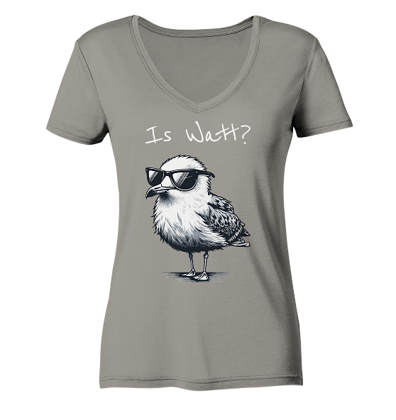 Is Watt Coole Möwe - Damen Bio V-Neck Shirt - Kiebitzdelle