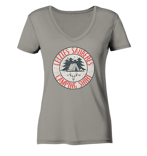 Letztes sauberes Camping Shirt - Damen Bio V-Neck Shirt - Kiebitzdelle