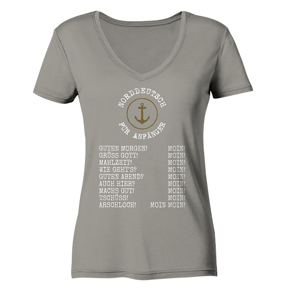 Norddeutsch für Anfänger - Damen Bio V-Neck Shirt - Kiebitzdelle