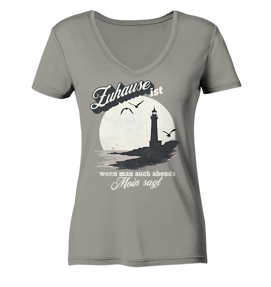 Moin Spruch Zuhause - Damen Bio V-Neck Shirt - Kiebitzdelle