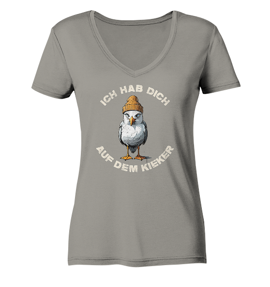 Ich hab Dich auf dem Kieker Möwe Spruch - Damen Bio V-Neck Shirt - Kiebitzdelle