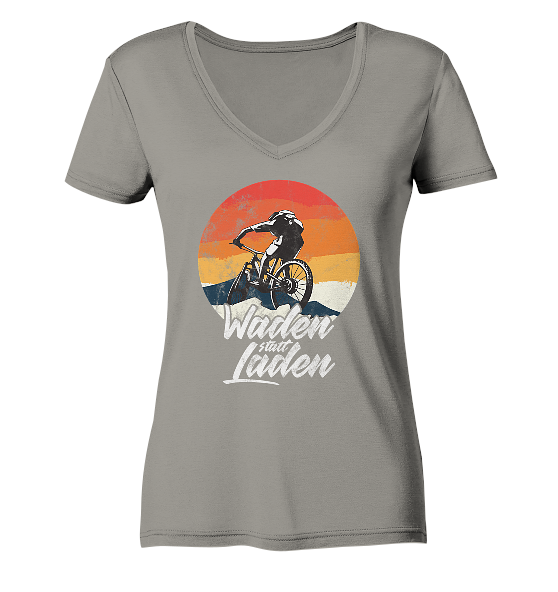 Waden statt Laden Fahrrad E-Bike Radtrikot - Damen Bio V-Neck Shirt - Kiebitzdelle