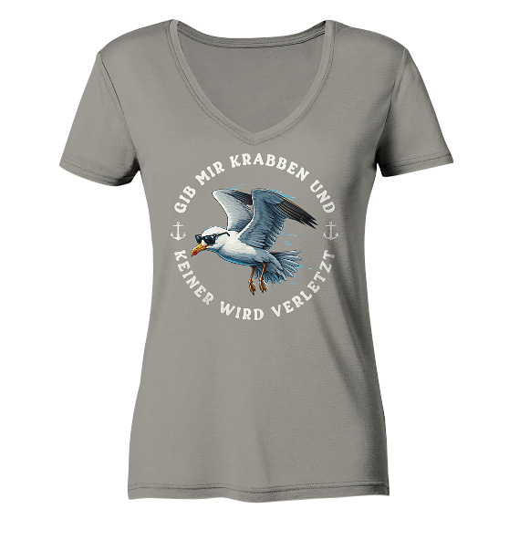 Gib mir Krabben und keiner wird verletzt - Damen Bio V-Neck Shirt - Kiebitzdelle