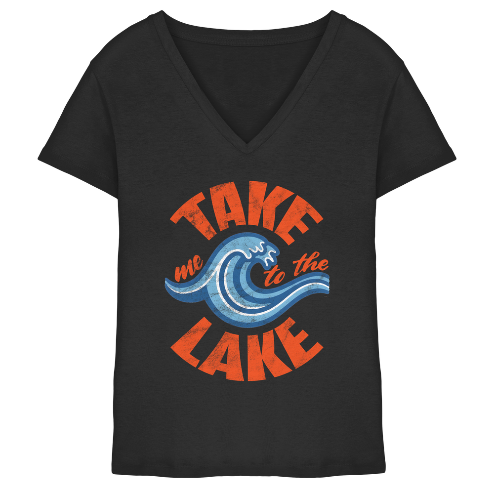 Take me to the Lake - Damen Bio V-Neck Shirt - Kiebitzdelle