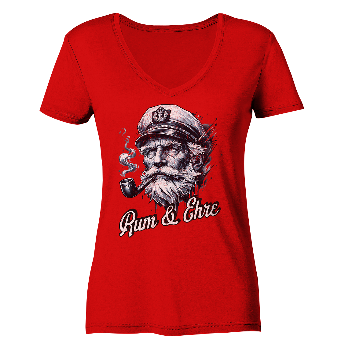 Rum und Ehre Kapitän - Damen Bio V-Neck Shirt - Kiebitzdelle