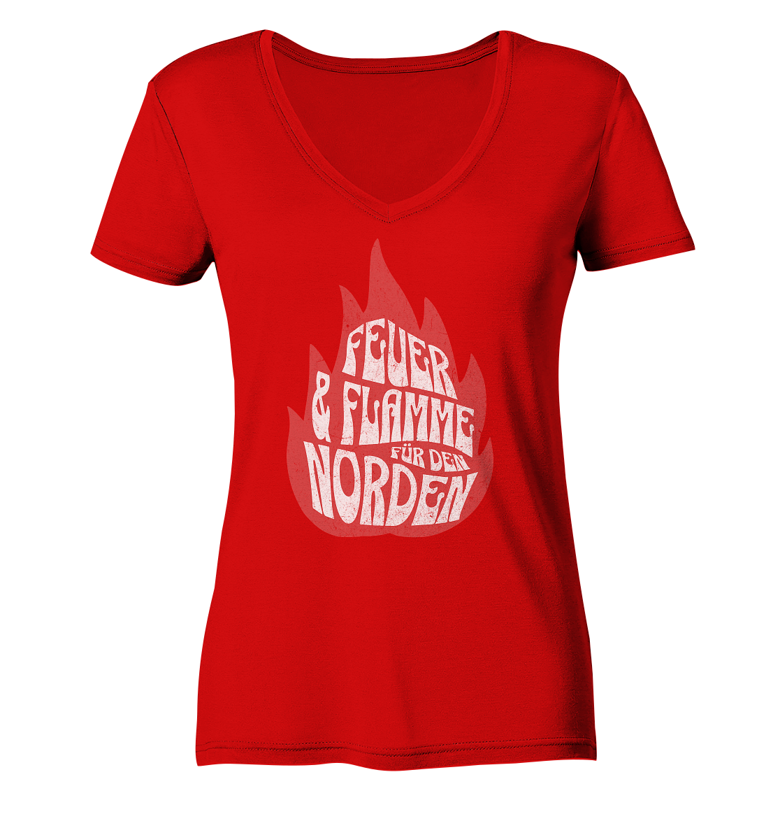 Feuer und Flamme für den Norden - Damen Bio V-Neck Shirt - Kiebitzdelle