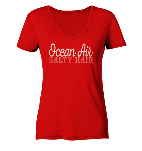Ocean Air Salty Hair - Damen Bio V-Neck Shirt - Kiebitzdelle