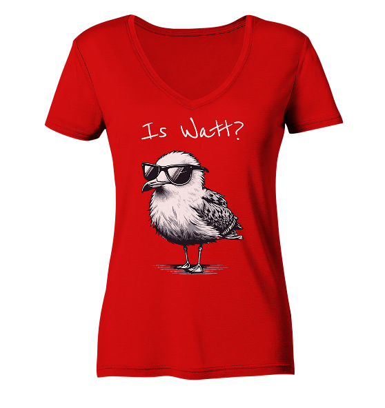 Is Watt Coole Möwe - Damen Bio V-Neck Shirt - Kiebitzdelle