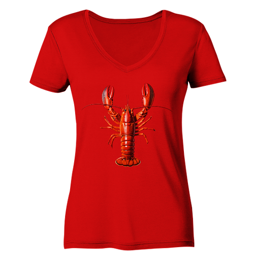 Roter Hummer - Damen Bio V-Neck Shirt - Kiebitzdelle