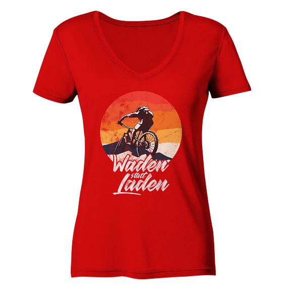 Waden statt Laden Fahrrad E-Bike Radtrikot - Damen Bio V-Neck Shirt - Kiebitzdelle