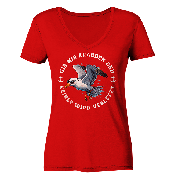 Gib mir Krabben und keiner wird verletzt - Damen Bio V-Neck Shirt - Kiebitzdelle