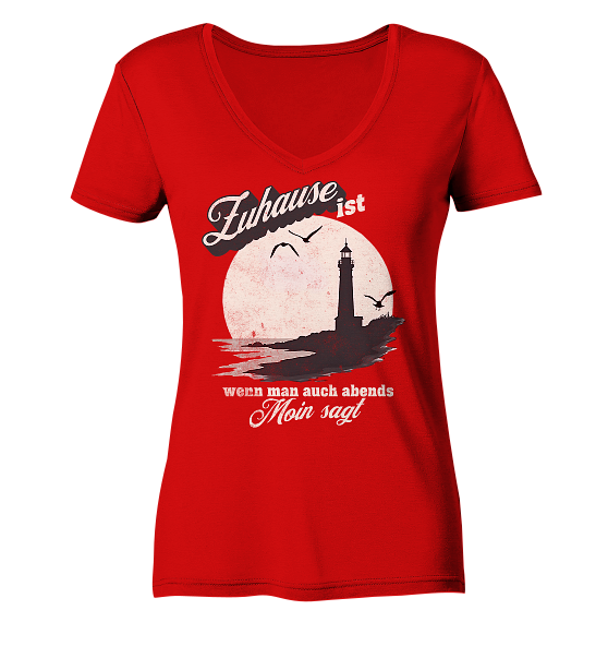 Moin Spruch Zuhause - Damen Bio V-Neck Shirt - Kiebitzdelle