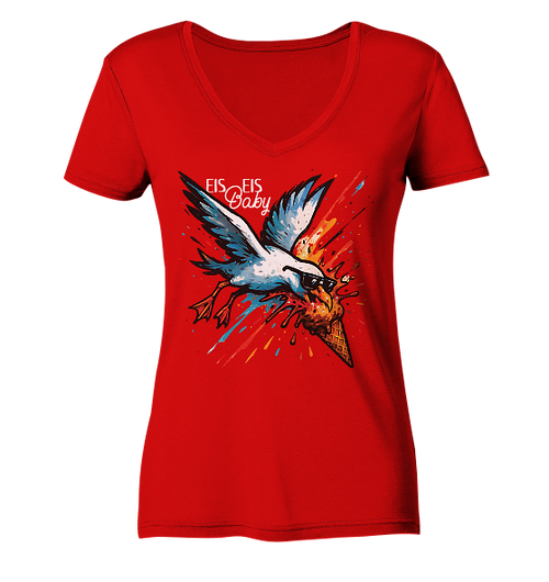 Eis Eis Baby Eisdieb Möwe - Damen Bio V-Neck Shirt - Kiebitzdelle
