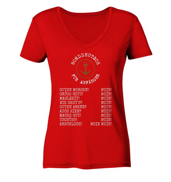Norddeutsch für Anfänger - Damen Bio V-Neck Shirt - Kiebitzdelle