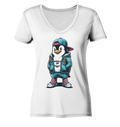 Hipster Pinguin Waddle On - Damen Bio V-Neck Shirt - Kiebitzdelle